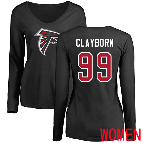 Atlanta Falcons Black Women Adrian Clayborn Name And Number Logo NFL Football 99 Long Sleeve T Shirt